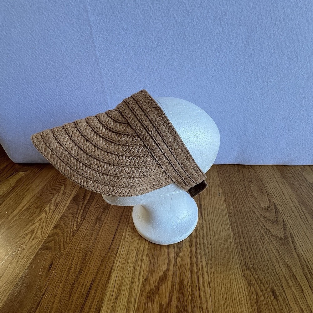 Madewell Straw Visor Hat Natural Tan Woven Sun Hat Minimalist Resort Coastal - Picture 4 of 10